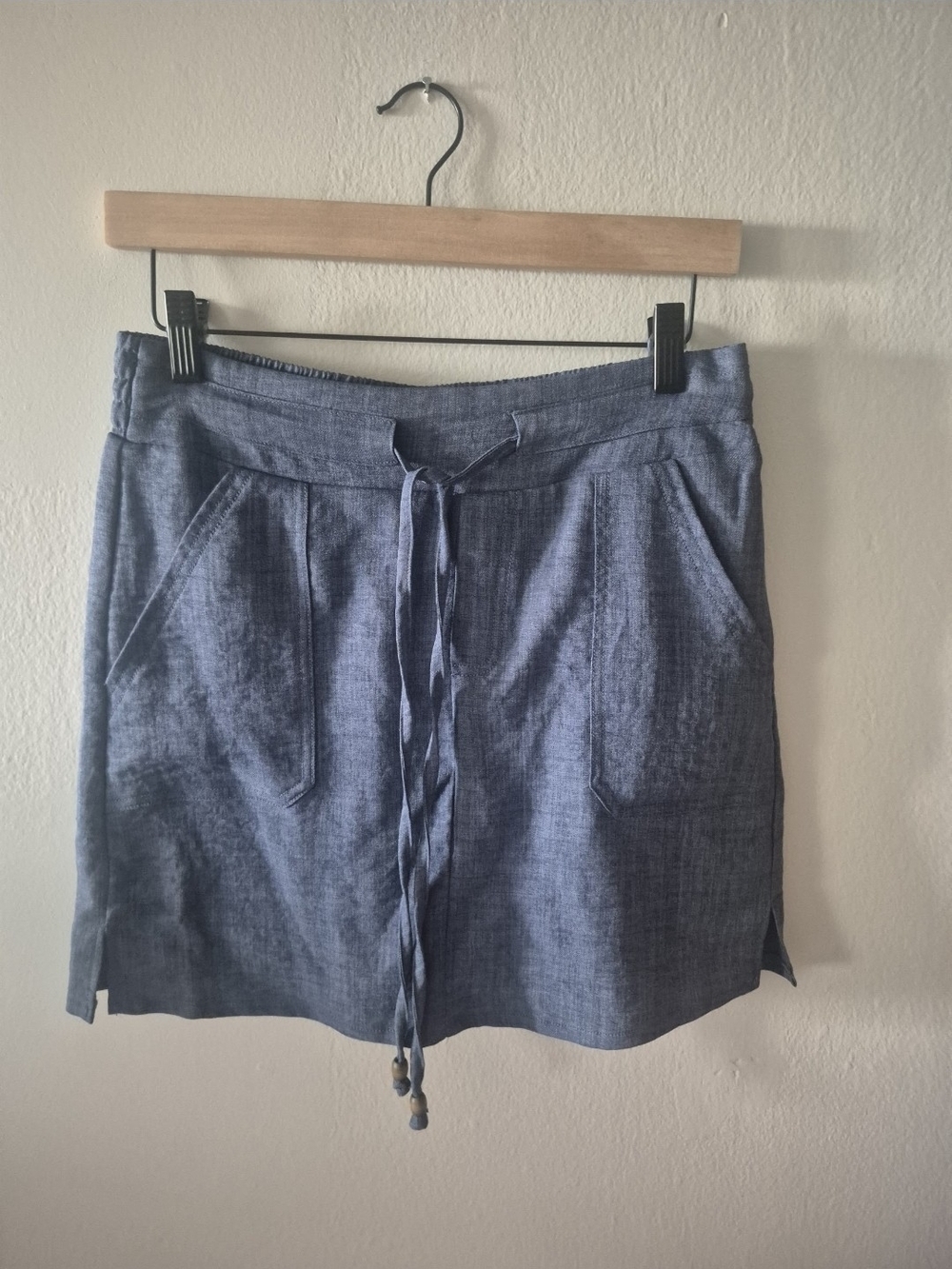 Casual Drawstring Chambray Women’s Shorts - Blue